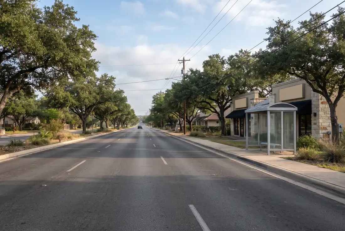 Quiet north San Antonio street on a Sunday morning